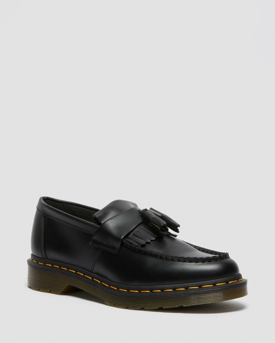 Men * | Adrian Yellow Stitch Leather Tassel Loafers Latest Fashion