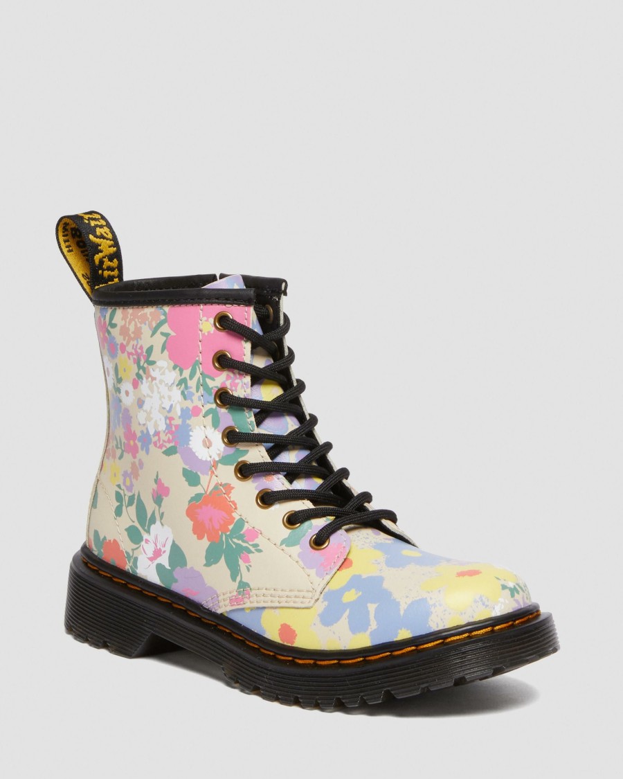 Kids * | Junior 1460 Floral Mash Up Leather Lace Up Boots Outlet