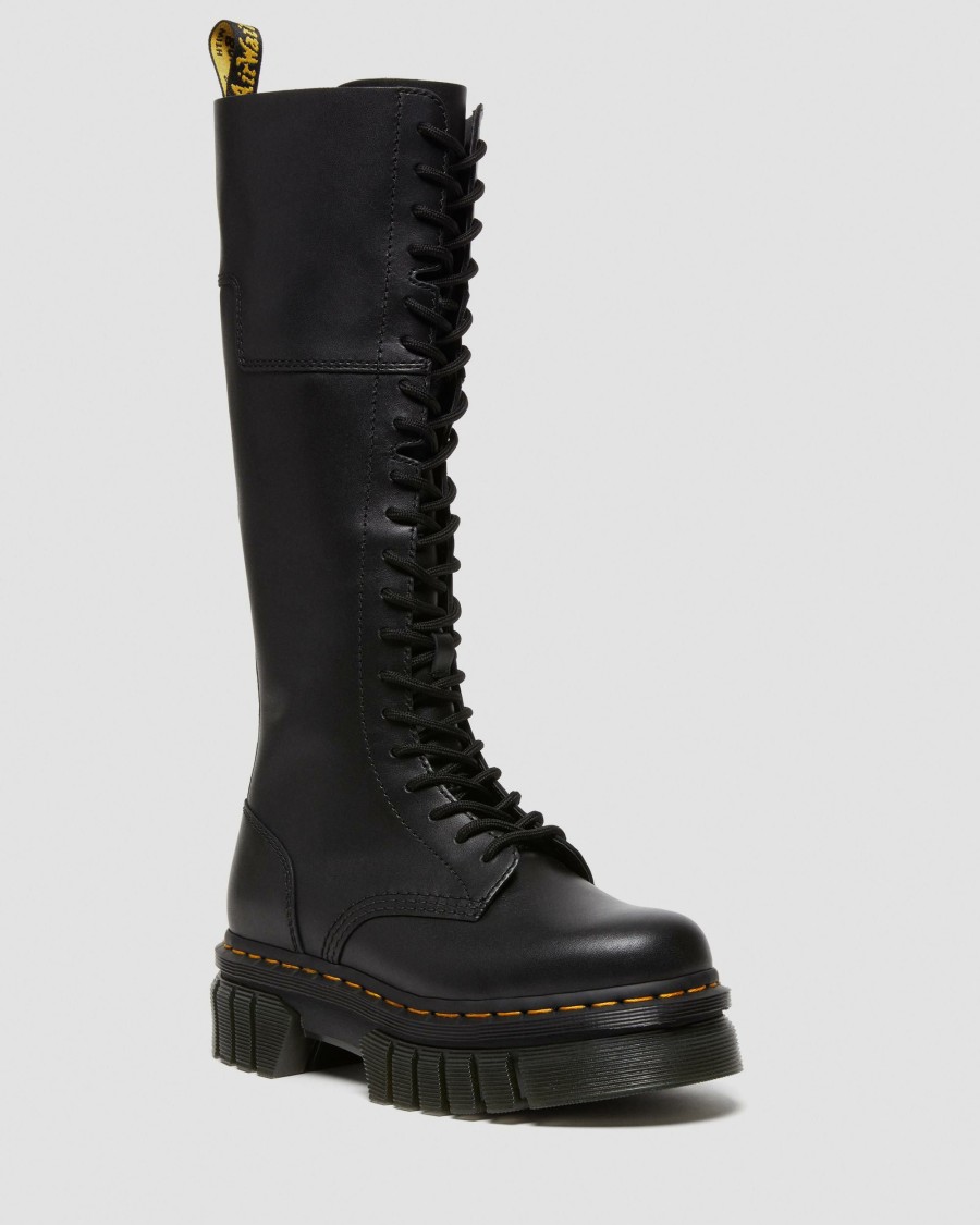 Women * | Audrick 20-Eye Leather Knee High Platform Boots Sale Online