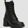 Women * | Chesney Leather Flared Heel Lace Up Boots Reliable Quality